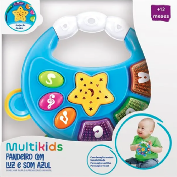 Pandeiro com Luz e Som Azul