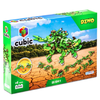 Blocos de Montar Cubic - 25 em 1 - Dinossauro - 577 Peças